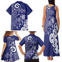 New Zealand Sea Animals with Maori Tribal Tattoo Family Matching Tank Maxi Dress and Hawaiian Shirt Blue Color LT03 - Polynesian Pride