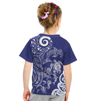 New Zealand Sea Animals with Maori Tribal Tattoo Kid T Shirt Blue Color LT03 - Polynesian Pride