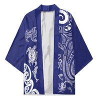 New Zealand Sea Animals with Maori Tribal Tattoo Kimono Blue Color