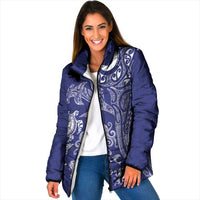 New Zealand Sea Animals with Maori Tribal Tattoo Padded Jacket Blue Color