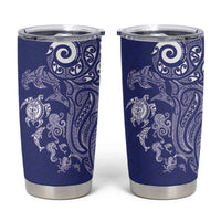 New Zealand Sea Animals with Maori Tribal Tattoo Tumbler Cup Blue Color LT03 Blue - Polynesian Pride