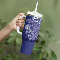 New Zealand Sea Animals with Maori Tribal Tattoo Tumbler With Handle Blue Color LT03 - Polynesian Pride