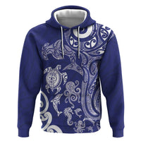 New Zealand Sea Animals with Maori Tribal Tattoo Zip Hoodie Blue Color LT03 Pullover Hoodie Blue - Polynesian Pride