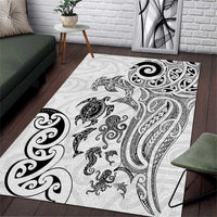 New Zealand Sea Animals with Maori Tribal Tattoo Area Rug White Color LT03 White - Polynesian Pride