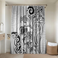 New Zealand Sea Animals with Maori Tribal Tattoo Bathroom Set White Color