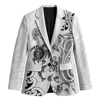 New Zealand Sea Animals with Maori Tribal Tattoo Blazer White Color