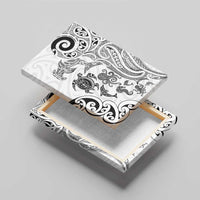 New Zealand Sea Animals with Maori Tribal Tattoo Canvas Wall Art White Color