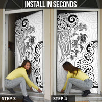 New Zealand Sea Animals with Maori Tribal Tattoo Door Cover White Color LT03 - Polynesian Pride