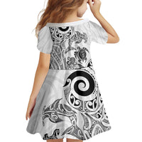 New Zealand Sea Animals with Maori Tribal Tattoo Family Matching Tank Maxi Dress and Hawaiian Shirt White Color LT03 - Polynesian Pride
