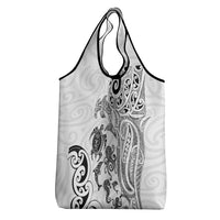 New Zealand Sea Animals with Maori Tribal Tattoo Grocery Bag White Color