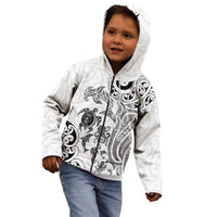 New Zealand Sea Animals with Maori Tribal Tattoo Kid Hoodie White Color LT03 - Polynesian Pride