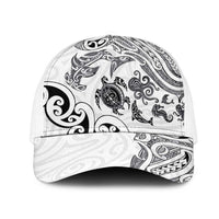 New Zealand Sea Animals with Maori Tribal Tattoo Mesh Trucker Cap White Color