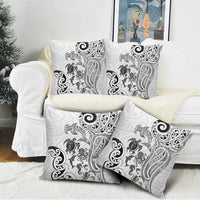 New Zealand Sea Animals with Maori Tribal Tattoo Pillow Cover White Color