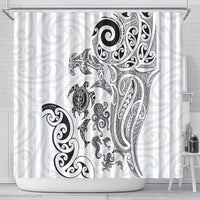 New Zealand Sea Animals with Maori Tribal Tattoo Shower Curtain White Color LT03 - Polynesian Pride