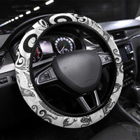 New Zealand Sea Animals with Maori Tribal Tattoo Steering Wheel Cover White Color LT03 Universal Fit White - Polynesian Pride