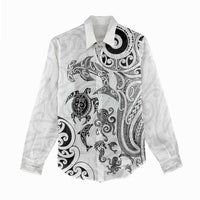 New Zealand Sea Animals with Maori Tribal Tattoo Women Casual Shirt White Color