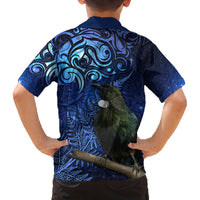 New Zealand Tui Bird Matariki Family Matching Puletasi and Hawaiian Shirt Maori New Year with Galaxy Fern LT03 - Polynesian Pride