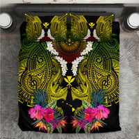 Hawaii Kanaka Maoli Bedding Set Double Shark and Hibiscus Flowers