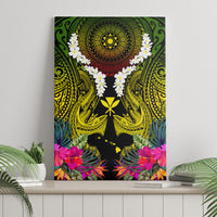 Hawaii Kanaka Maoli Canvas Wall Art Double Shark and Hibiscus Flowers