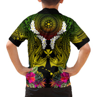 Hawaii Kanaka Maoli Family Matching Puletasi and Hawaiian Shirt Double Shark and Hibiscus Flowers