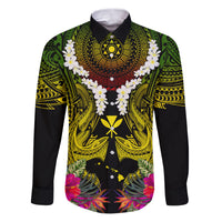 Hawaii Kanaka Maoli Family Matching Puletasi and Hawaiian Shirt Double Shark and Hibiscus Flowers