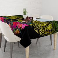 Hawaii Kanaka Maoli Tablecloth Double Shark and Hibiscus Flowers