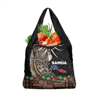 Samoa Siapo Polynesian Art Grocery Bag Tropical Flowers and Tatau Pattern Brown