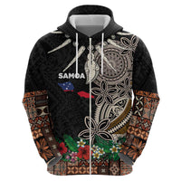Samoa Siapo Polynesian Art Hoodie Tropical Flowers and Tatau Pattern Brown