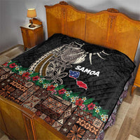 Samoa Siapo Polynesian Art Quilt Tropical Flowers and Tatau Pattern Brown