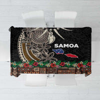 Samoa Siapo Polynesian Art Tablecloth Tropical Flowers and Tatau Pattern Brown