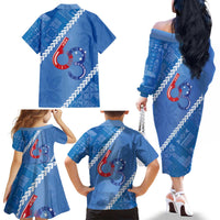 Samoa Independence Day Family Matching Off The Shoulder Long Sleeve Dress and Hawaiian Shirt Anniversary 63th-Siapo Art