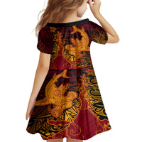Hawaiian Volcano and Shark Family Matching Puletasi and Hawaiian Shirt Polynesian and Hibiscus Pattern Lava Color LT03 - Polynesian Pride