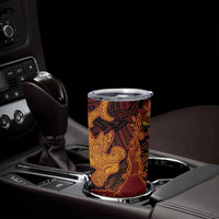 Hawaiian Volcano and Shark Tumbler Cup Polynesian and Hibiscus Pattern Lava Color