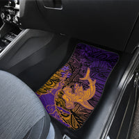 Hawaiian Volcano and Shark Car Mats Polynesian and Hibiscus Pattern Purple Yellow Gradient