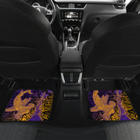 Hawaiian Volcano and Shark Car Mats Polynesian and Hibiscus Pattern Purple Yellow Gradient