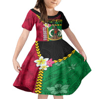 Vanuatu Nakamal and Plumeria Flowers Family Matching Short Sleeve Bodycon Dress and Hawaiian Shirt Polynesian Pattern LT03 Daughter's Dress Black - Polynesian Pride