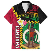 Vanuatu Nakamal and Plumeria Flowers Family Matching Short Sleeve Bodycon Dress and Hawaiian Shirt Polynesian Pattern LT03 Dad's Shirt - Short Sleeve Black - Polynesian Pride