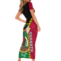 Vanuatu Nakamal and Plumeria Flowers Family Matching Short Sleeve Bodycon Dress and Hawaiian Shirt Polynesian Pattern LT03 - Polynesian Pride