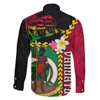 Vanuatu Nakamal and Plumeria Flowers Family Matching Tank Maxi Dress and Hawaiian Shirt Polynesian Pattern