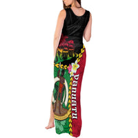 Vanuatu Nakamal and Plumeria Flowers Tank Maxi Dress Polynesian Pattern LT03 - Polynesian Pride