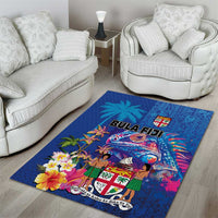 Fiji Bula Area Rug Tropical Plants with Palm Tree and Iguana Colorful