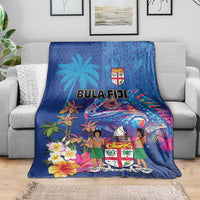 Fiji Bula Blanket Tropical Plants with Palm Tree and Iguana Colorful LT03 - Polynesian Pride