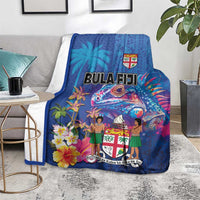 Fiji Bula Blanket Tropical Plants with Palm Tree and Iguana Colorful LT03 - Polynesian Pride