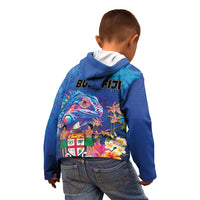 Fiji Bula Kid Hoodie Tropical Plants with Palm Tree and Iguana Colorful