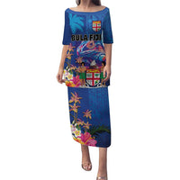 Fiji Bula Puletasi Tropical Plants with Palm Tree and Iguana Colorful