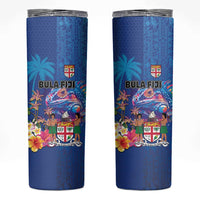 Fiji Bula Skinny Tumbler Tropical Plants with Palm Tree and Iguana Colorful