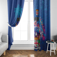 Fiji Bula Window Curtain Tropical Plants with Palm Tree and Iguana Colorful