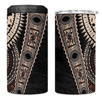 Fiji Traditional Masi 4 in 1 Can Cooler Tumbler Tapa Art Palm Leaves Pattern