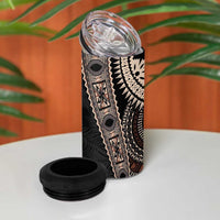 Fiji Traditional Masi 4 in 1 Can Cooler Tumbler Tapa Art Palm Leaves Pattern