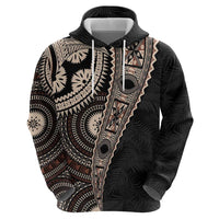 Fiji Traditional Masi Hoodie Tapa Art Palm Leaves Pattern